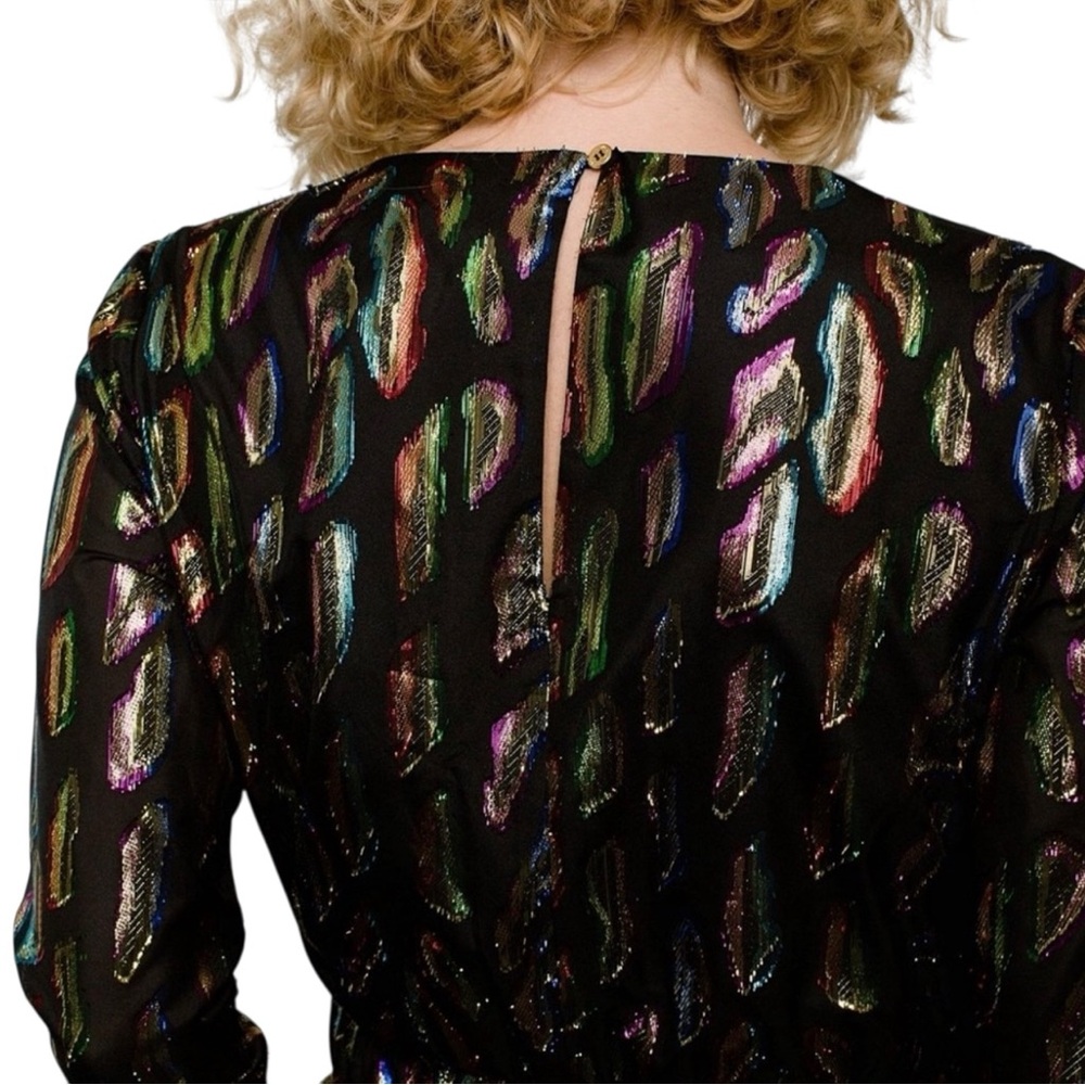 Rachel Zoe Mason Jumpsuit Women’s Size 4 Wrap Plunge Metallic Fil Coupe Voile - Picture 4 of 11